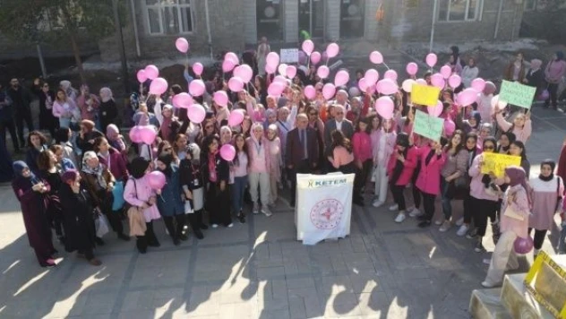 Elazığ'da meme kanseri farkındalığı için yürüyüş düzenlendi