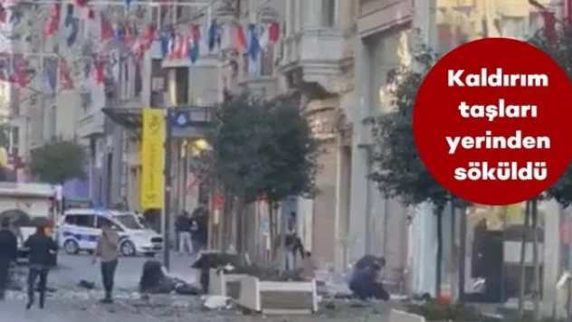 Taksim'de patlama: Kaldırım taşları yerinden söküldü