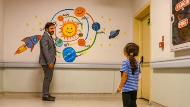 Van'da hastane duvarları çocuklar için süslendi