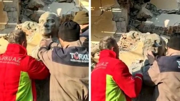 Arama kurtarma ekibi enkazdan çıkardığı Atatürk büstüne bakın ne yaptı?