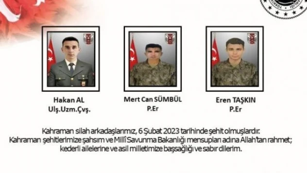 Kahramanmaraş'da 3 asker şehit oldu