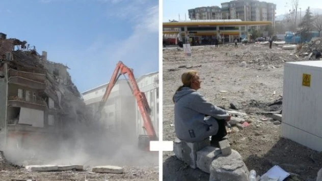 Ağır hasarlı evinin yıkılışını göz yaşları içinde izledi