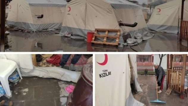 Malatya'da depremzede çadırlarını su bastı!