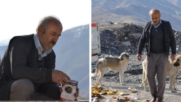 Sokak hayvanlarını beslemek için her gün 30 kilometre yol geliyor