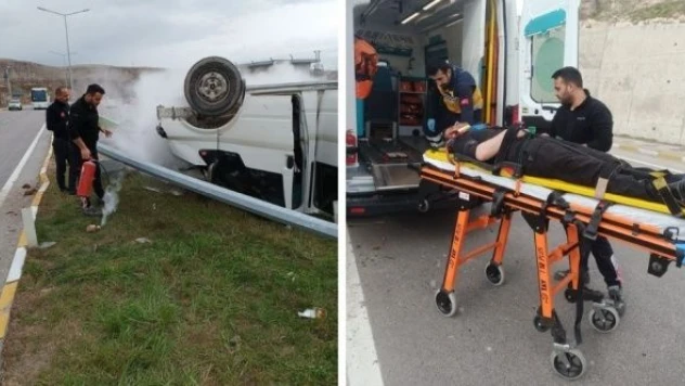 Van'da feci kaza... Kamyonet takla attı!