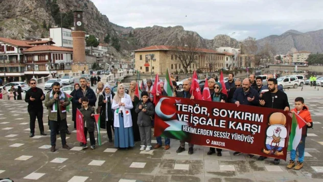 Amasya'da hekim ve sağlık çalışanlarından İsrail'e tepki yürüyüşü