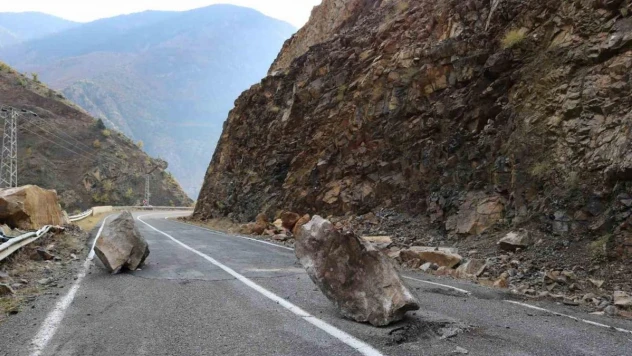 Artvin-Ardahan karayolunda heyelan