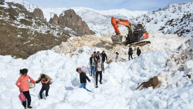 Beytüşşebap'ta öğrenciler çığın düştüğü yolu aşarak okula gidiyor