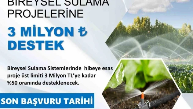 Bireysel Sulama Sistemleri hibe başvuruları başladı