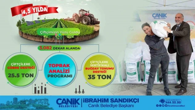 Canik'te çiftçilere 25,5 ton gübre ve 35 ton buğday tohumu desteği
