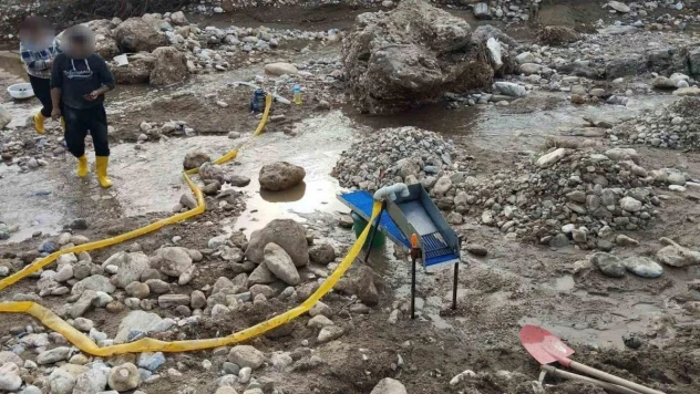 Dere yatağında izinsiz altın arayan 6 şüpheli yakalandı