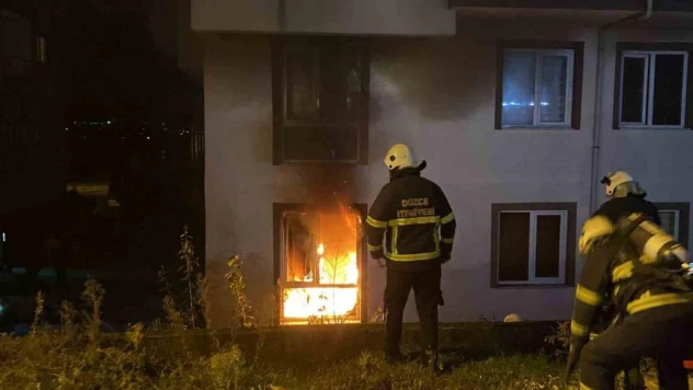 Düzce'de apartman dairesinde yangın çıktı