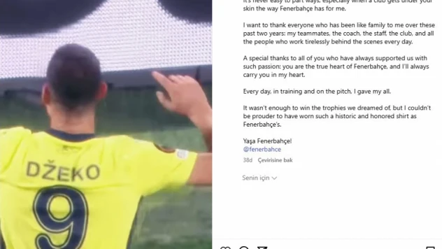 Edin Dzeko, Fenerbahçe'ye veda etti