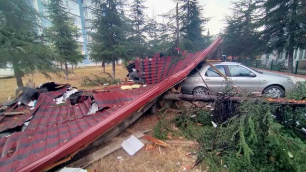 Edirne'de şiddetli fırtına, çatılar arabanın üzerine uçtu
