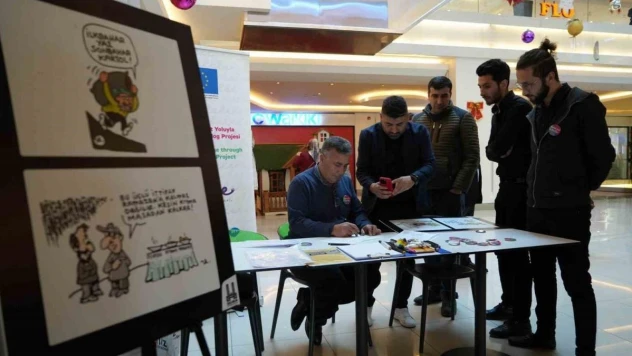 Erzincan'da kış temalı karikatür sergisi açıldı