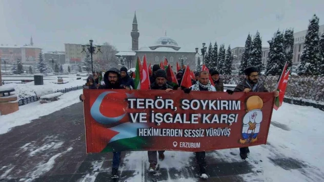 Erzurum'da hekimler Gazze için yürüdü