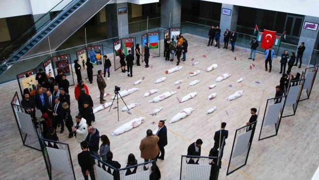 Filistin'deki soykırımı anlatan afiş sergisi düzenledi