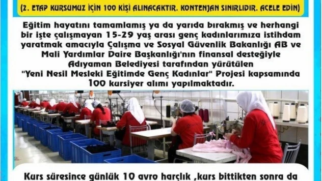 Genç kadınlara istihdam sağlanmaya devam ediliyor
