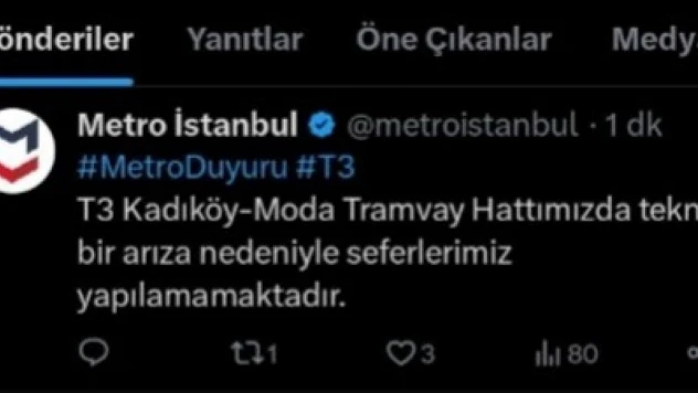 Kadıköy'de trafo yangını nedeniyle moda tramvay hattı bir süreliğine durdu