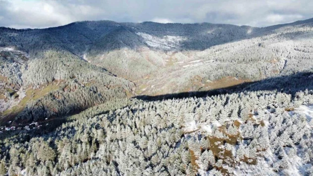 Kar Ilgaz Dağı'nın eteklerinde kartpostallık görüntüler oluşturdu