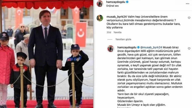 Kar tatili isteyen öğrenciye Validen cevap