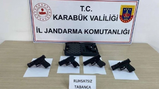 Karabük'te 4 adet ruhsatsız tabanca ele geçirildi