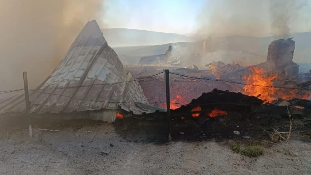 Karacasu'da çıkan yangında iki ev küle döndü