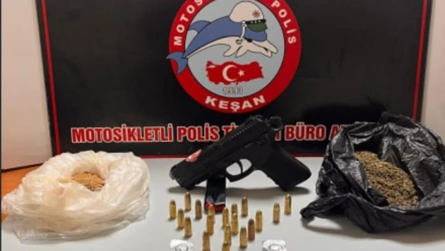 Keşan'da cinayetten aranan zanlı uyuşturucuyla yakalandı