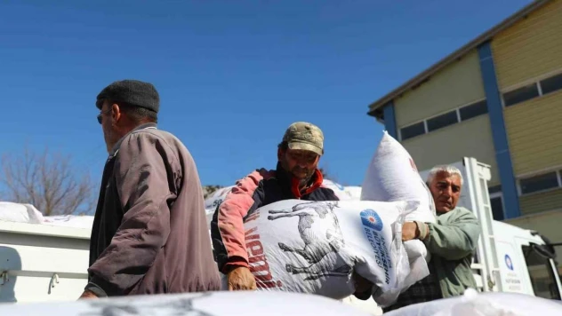 Korkutelili çiftçilere 36 ton yem desteği