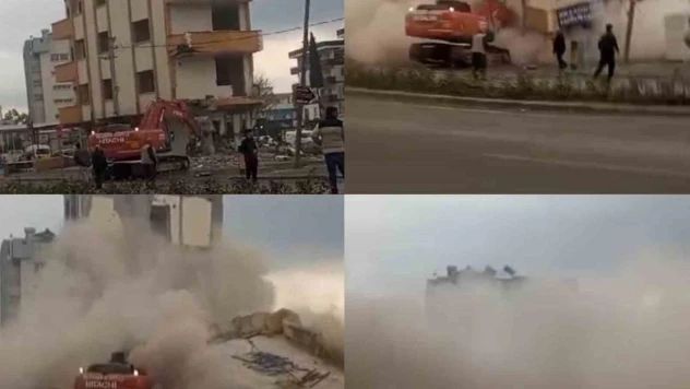 Mersin'de 5 katlı binanın çökme anı kameraya yansıdı