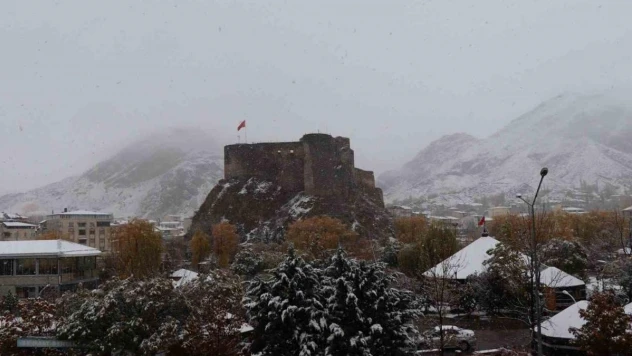 Oltu'ya yılın ilk karı yağdı