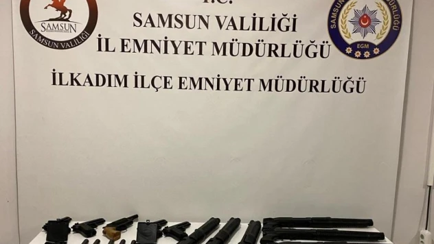 Petshop malzemesi bulunan araçtan çok sayıda silah ele geçirildi