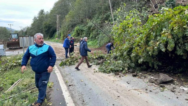 Rize'de heyelan nedeniyle yol ulaşıma kapandı