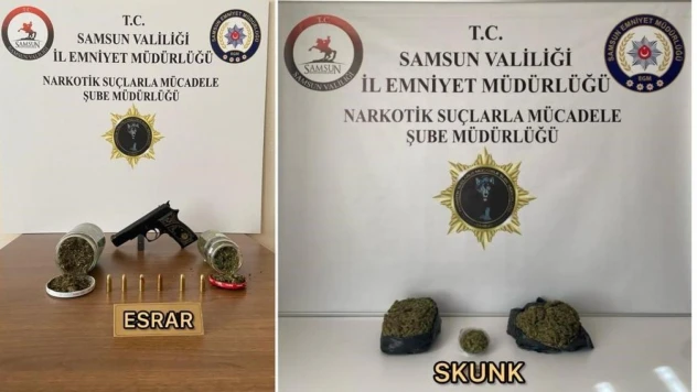 Samsun'da uyuşturucu madde ve ruhsatsız tabanca ele geçirildi