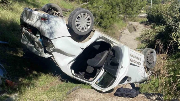 Takla atan otomobil ters döndü: 2 yaralı