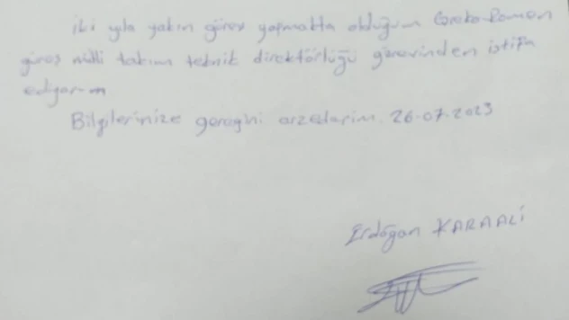 TGF'den Erdoğan Karaali açıklaması