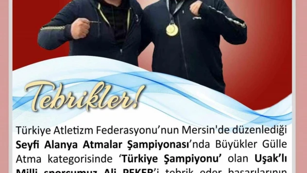 Vali Ergün'den Uşaklı sporcuya tebrik