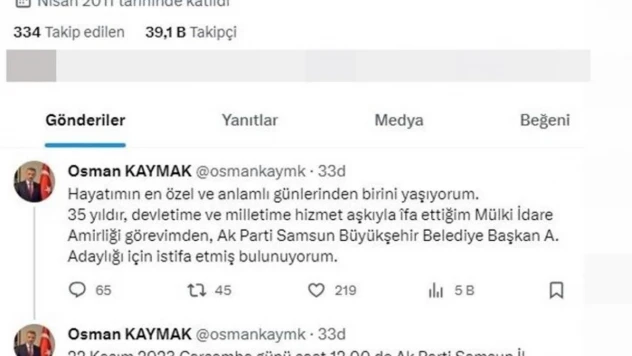 Vali Kaymak adaylık için istifa etti