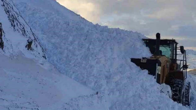 Van'da iş makinesinin üzerine çığ düştü