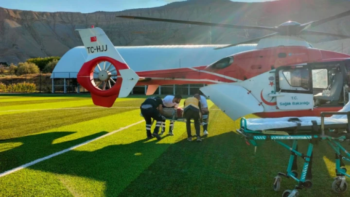 Parmağını kesti imdadına hava ambulansı yetişti