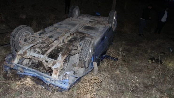 Ata çarpan otomobil takla attı: 1ölü 6 yaralı