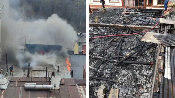 Restoranın bacasında çıkan yangın korkuttu