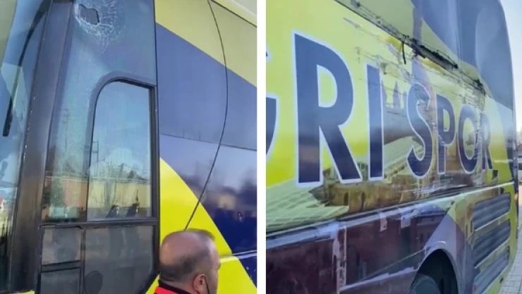 Ağrıspor otobüsüne taşlı saldırı!