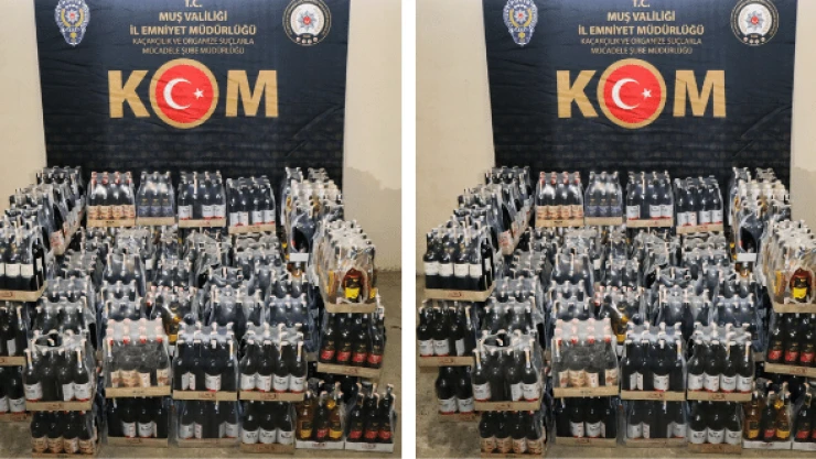 Muş'ta şişelerce kaçak içki ele geçirildi