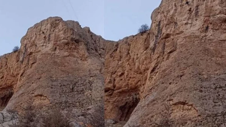 Malatya'da kayalıkta mahsur kalan vatandaş bakın nasıl kurtarıldı?