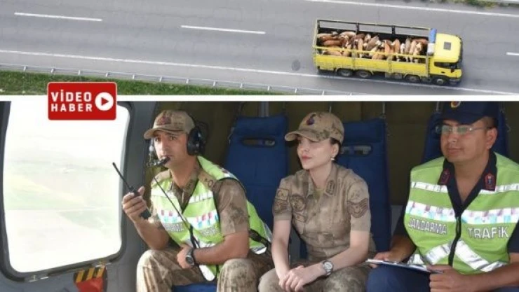 Jandarma kurbanlık sevklerini helikopterle denetledi