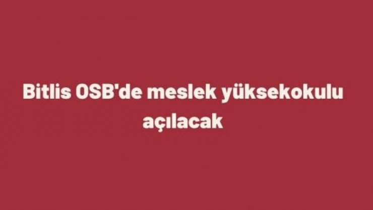 Bitlis OSB'ye meslek yüksekokulu geliyor