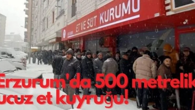 Erzurum'da eksi 5 derecede ucuz et kuyruğu: 500 metreyi buldu
