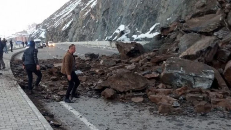 Hakkari-Van karayolunda heyelan korkuttu