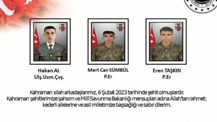 Kahramanmaraş'da 3 asker şehit oldu
